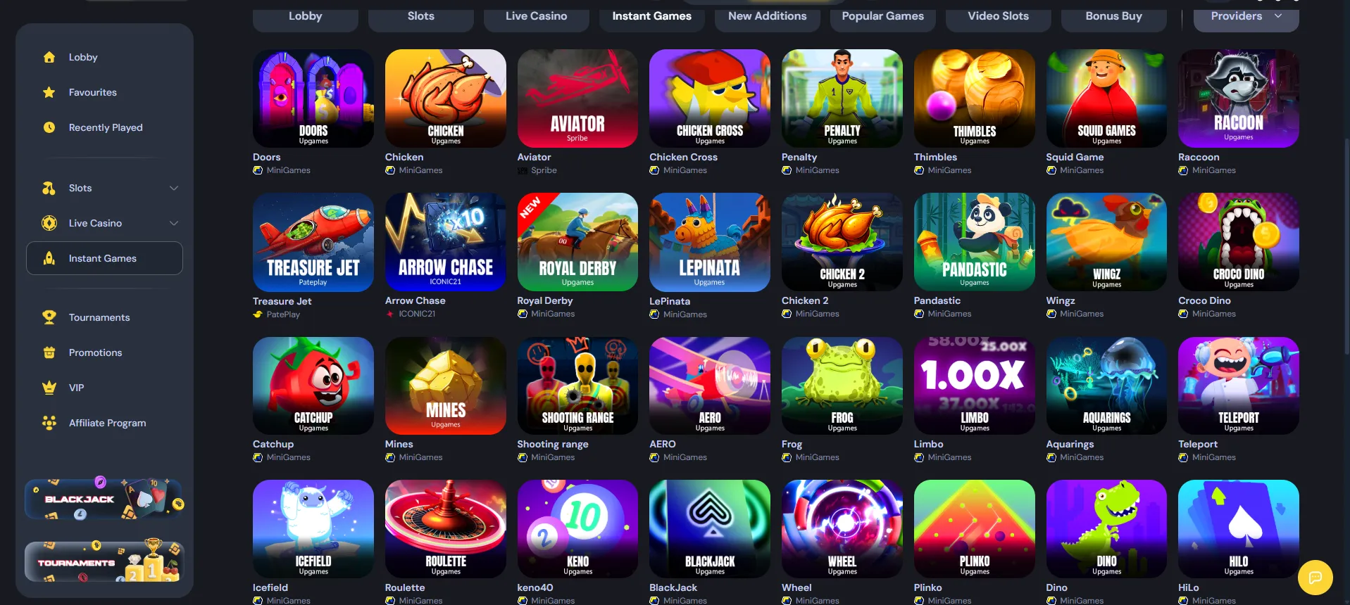 Instant Games and Crash Games